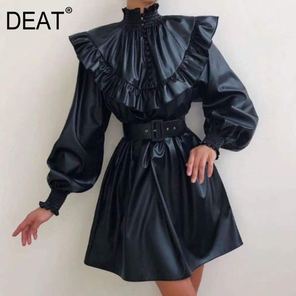 casual dresses deat 2021 autumn and winter pu leather dress high collar temperament black with belt solid color fashion vintage, Black;gray
casual dresses deat 2021 autumn and winter pu leather dress high collar temperament black with belt solid color fashion vintage, Black;gray