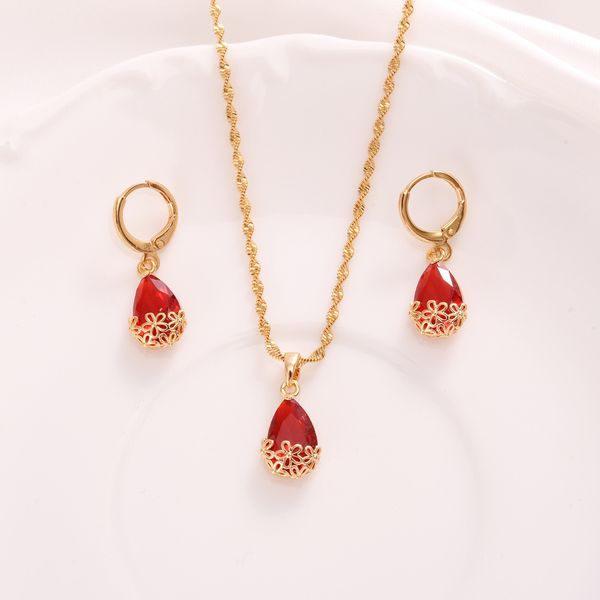 pendant necklace stud earrings water drop woman 24k fine gold cz womens jewellery red crystal set luxury, Silver
pendant necklace stud earrings water drop woman 24k fine gold cz womens jewellery red crystal set luxury, Silver