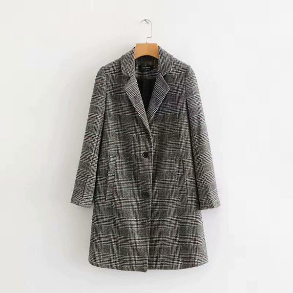 women's suits & blazers women vintage plaid long blazer pockets single breated sleeve notched coat office wear casaco feminine, White;black
women's suits & blazers women vintage plaid long blazer pockets single breated sleeve notched coat office wear casaco feminine, White;black