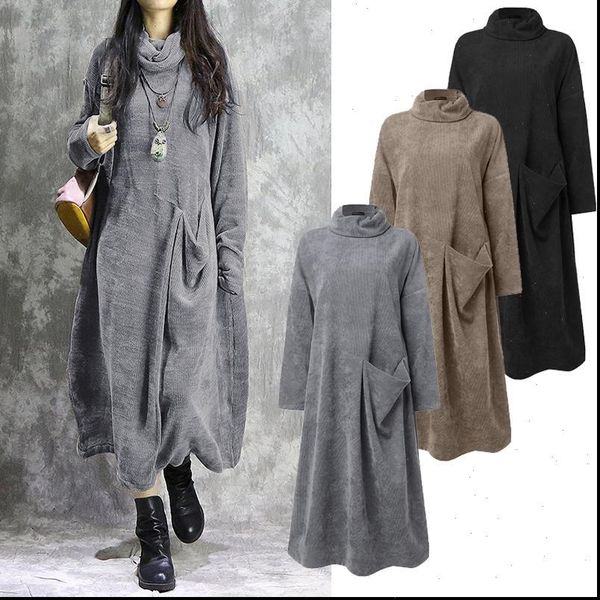 women turtleneck long sleeve solid long dresses autumn vintage corduroy dress baggy vestido plus size kaftan sundress, Black;gray
women turtleneck long sleeve solid long dresses autumn vintage corduroy dress baggy vestido plus size kaftan sundress, Black;gray