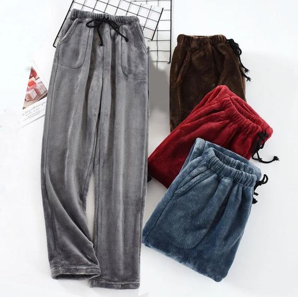 men's sleepwear comfortable winter thick flannel pajama pants high waist loose casual straight big size fleece warm home trousers, Black;brown
men's sleepwear comfortable winter thick flannel pajama pants high waist loose casual straight big size fleece warm home trousers, Black;brown