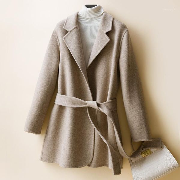 autumn and winter 100 double faced cashmere overcoat women's short waistband slim slim, tweed jacket easy to match wool & blends, Black
autumn and winter 100 double faced cashmere overcoat women's short waistband slim slim, tweed jacket easy to match wool & blends, Black