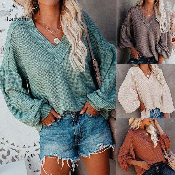 women's t-shirt v-neck t shirt 2021 autumn winter knit wear female casual loose solid lantern long sleeve basic, White
women's t-shirt v-neck t shirt 2021 autumn winter knit wear female casual loose solid lantern long sleeve basic, White