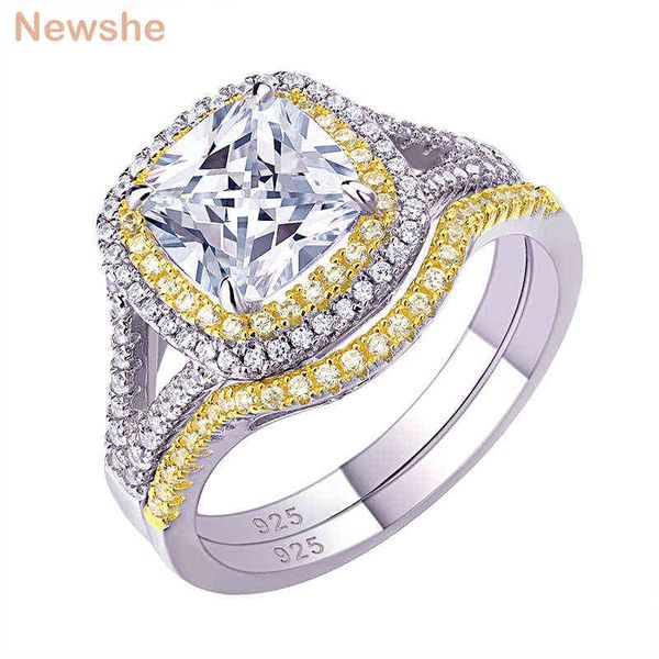 she 925 sterling silver halo yellow gold color engagement ring wedding band bridal set for women 1.8ct cushion cut aaaaa cz 211123, Slivery;golden
she 925 sterling silver halo yellow gold color engagement ring wedding band bridal set for women 1.8ct cushion cut aaaaa cz 211123, Slivery;golden