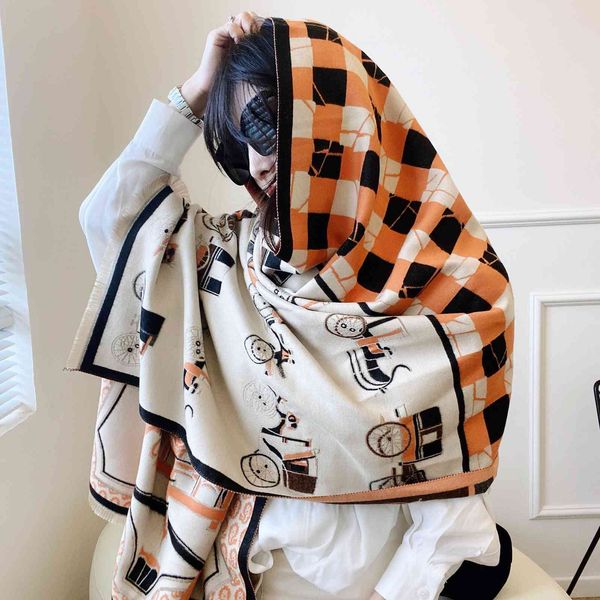 student imitation cashmere scarf and new super long carriage warm bib double-sided shawl female, Blue;gray
student imitation cashmere scarf and new super long carriage warm bib double-sided shawl female, Blue;gray