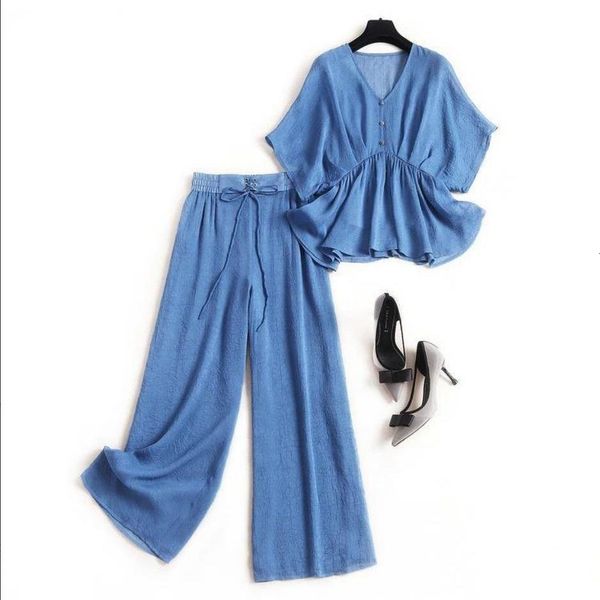 women 2021 summer fashion casual solid 2 piece sets clothes new female v-neck loose wide leg pants two piece suits l236, Gray
women 2021 summer fashion casual solid 2 piece sets clothes new female v-neck loose wide leg pants two piece suits l236, Gray