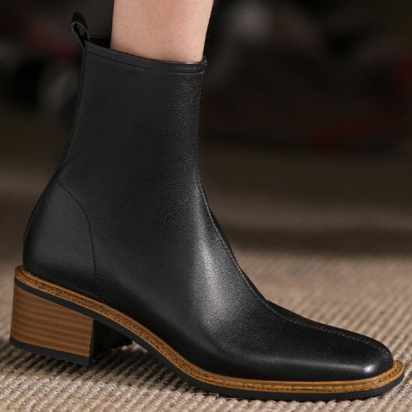 boots women's genuine leather thick low heel square toe side zip autumn ankle casual soft comfortable short booties shoes women, Black
boots women's genuine leather thick low heel square toe side zip autumn ankle casual soft comfortable short booties shoes women, Black