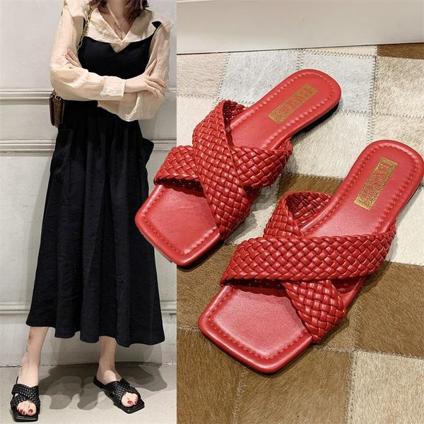 slippers summer casual open toe flat heel sandals woman weaving beach red leather women comfort outdoor slides mujer plus size, Black
slippers summer casual open toe flat heel sandals woman weaving beach red leather women comfort outdoor slides mujer plus size, Black