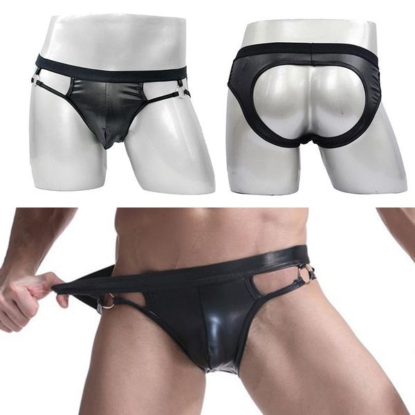 underpants men's underwear buttocks hollow thong artificial leather metal jockstrap slip erotic lingerie gay bikini briefs, Black;white
underpants men's underwear buttocks hollow thong artificial leather metal jockstrap slip erotic lingerie gay bikini briefs, Black;white