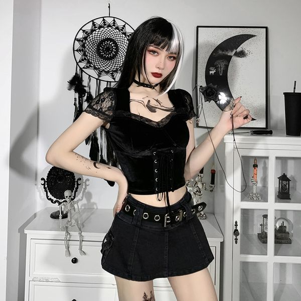 slim solid splice lace short sleeve crop women gothic dark bandage bodycon tshirt fashion club casual, White
slim solid splice lace short sleeve crop women gothic dark bandage bodycon tshirt fashion club casual, White