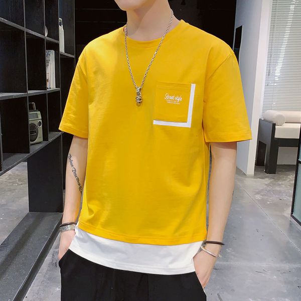 en's fks922 summer short t-shirt clothes round neck loose trend boys half sleeve teenagers, White;black
en's fks922 summer short t-shirt clothes round neck loose trend boys half sleeve teenagers, White;black