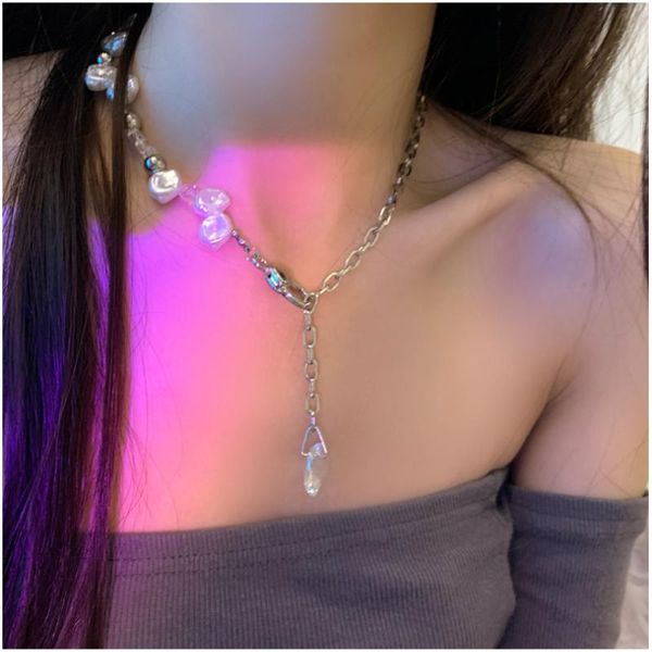 chains modern jewelry glass pendant necklace 2021 design irregular simulated pearl for women party gifts drop, Silver
chains modern jewelry glass pendant necklace 2021 design irregular simulated pearl for women party gifts drop, Silver