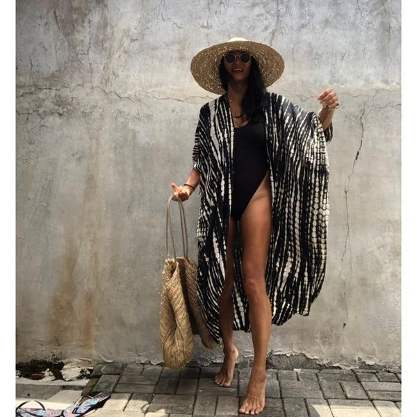 women's swimwear stripe bikini cover ups women 3/4 sleeve bandage belted swimsuit female vintage summer beach covers 2021, White;black
women's swimwear stripe bikini cover ups women 3/4 sleeve bandage belted swimsuit female vintage summer beach covers 2021, White;black