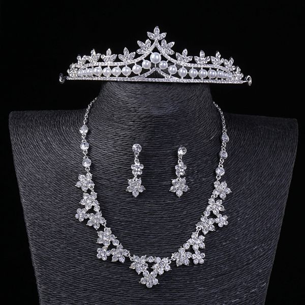 new rhine-stone bride jewelry necklace three piece wedding crown korean handmade crystal headdress, Silver
new rhine-stone bride jewelry necklace three piece wedding crown korean handmade crystal headdress, Silver