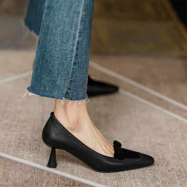 womens genuine leather patchwork slip-on thin high heel pointed toe pumps elegant ladies 2021 spring new evening dress shoes, Black
womens genuine leather patchwork slip-on thin high heel pointed toe pumps elegant ladies 2021 spring new evening dress shoes, Black