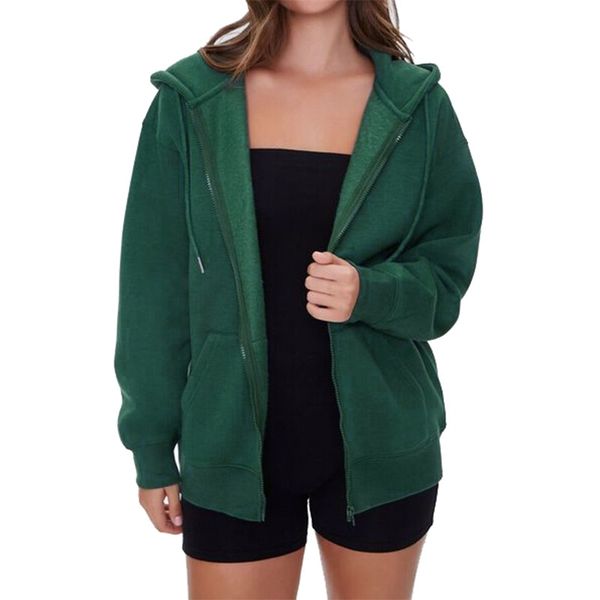 2021 autumn winter new women's wear plush large hooded zipper sweater jacket women, Black
2021 autumn winter new women's wear plush large hooded zipper sweater jacket women, Black