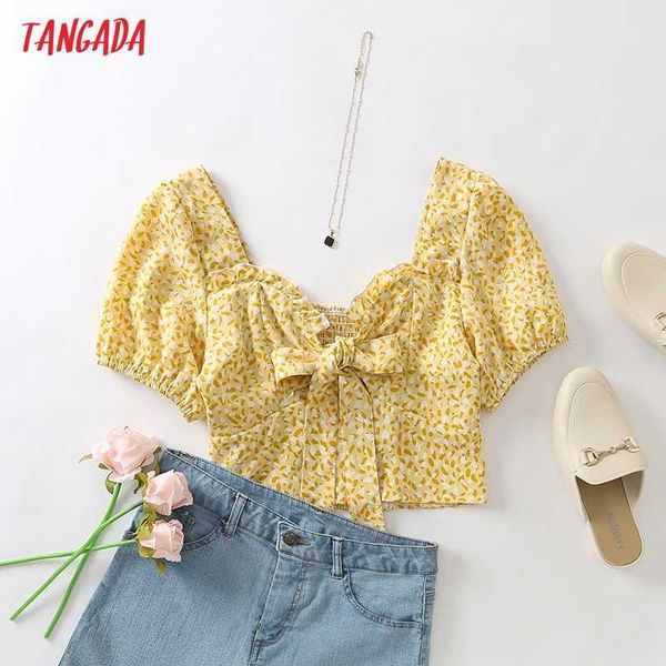 tangada women retro flower print yellow bow crop shirt short sleeve summer chic female slim shirt 2m181 210609, White
tangada women retro flower print yellow bow crop shirt short sleeve summer chic female slim shirt 2m181 210609, White