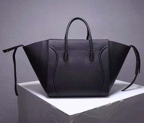 new fashion bags women bat totes shoulder bags genuine leather bags black