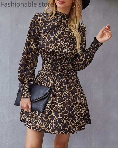 casual dresses leopard print slim fit long sleeve high waist a-line dress, Black;gray
casual dresses leopard print slim fit long sleeve high waist a-line dress, Black;gray
