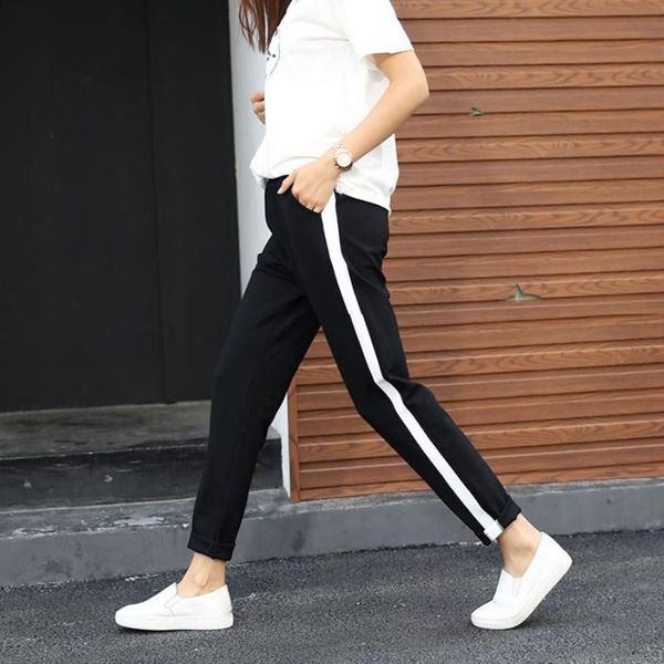 women's pants & capris college style womens casual cotton elastic waist sports striped sweatpants woman black jogging trousers women au, Black;white
women's pants & capris college style womens casual cotton elastic waist sports striped sweatpants woman black jogging trousers women au, Black;white