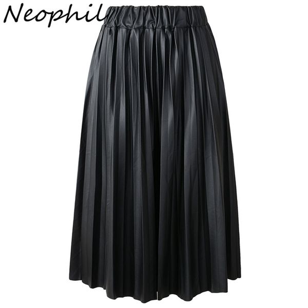 neophil summer ladies black pu faux leather skirts midi pleated high waist vintage basic mid-calf women longa saia s1927 210315
neophil summer ladies black pu faux leather skirts midi pleated high waist vintage basic mid-calf women longa saia s1927 210315