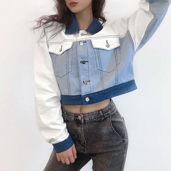 trendy women's clothing autumn and winter fashion street shooting splicing contrast color short denim jacket women, Black;brown
trendy women's clothing autumn and winter fashion street shooting splicing contrast color short denim jacket women, Black;brown