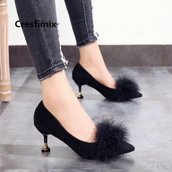 dress shoes cresfimix vrouwen hoge hakken women cute fur slip on high heel lady casual quality black flock grey a3533
dress shoes cresfimix vrouwen hoge hakken women cute fur slip on high heel lady casual quality black flock grey a3533