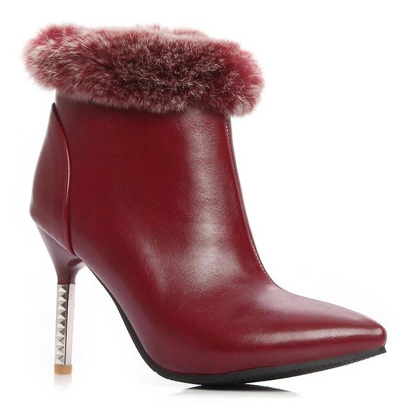 boots fashion hair high heels plush warm pu leather pointed woman shoes, Black
boots fashion hair high heels plush warm pu leather pointed woman shoes, Black