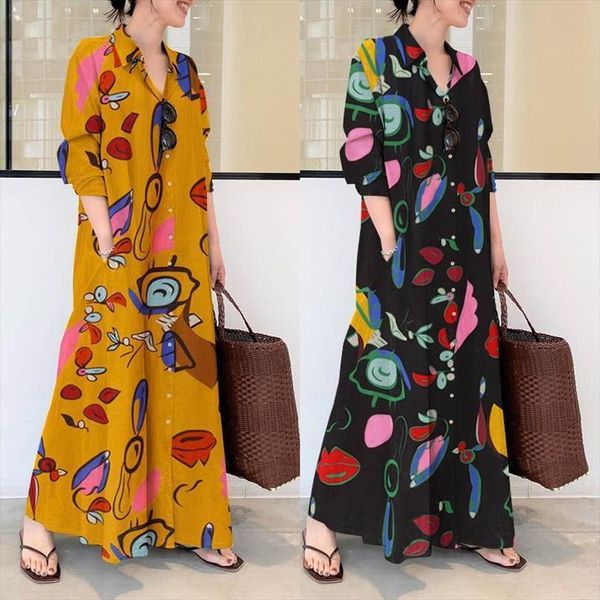 elegant printed shirt autumn sundress womens dress zanzea casual long sleeve maxi vestido female lapel button robe plus size, Black;gray
elegant printed shirt autumn sundress womens dress zanzea casual long sleeve maxi vestido female lapel button robe plus size, Black;gray