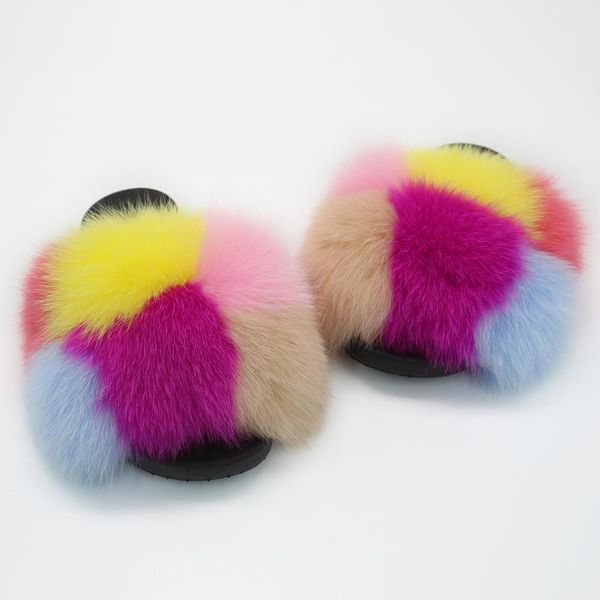 super large real fur slipper raccoon fur sandal slide, Black
super large real fur slipper raccoon fur sandal slide, Black