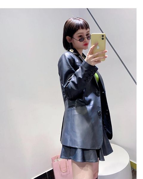 women's leather & faux natural sheepskin autumn winter genuine short coat loose hip hop jacket single breasted sheep wool outerwear, Black
women's leather & faux natural sheepskin autumn winter genuine short coat loose hip hop jacket single breasted sheep wool outerwear, Black