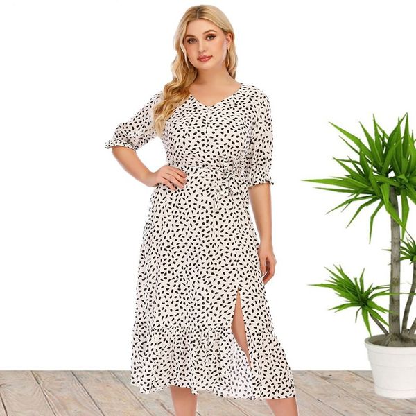 new autumn dress women's short-sleeved button-breasted floral mid-length waist plus size, Black
new autumn dress women's short-sleeved button-breasted floral mid-length waist plus size, Black