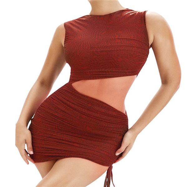 casual dresses women sleeveless printed tight dress ladies ruched round neck cutout bodycon with drawstring, Black;gray
casual dresses women sleeveless printed tight dress ladies ruched round neck cutout bodycon with drawstring, Black;gray