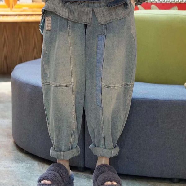 autumn stickers elastic waist loose light women's washed old personalized casual pants, Blue
autumn stickers elastic waist loose light women's washed old personalized casual pants, Blue