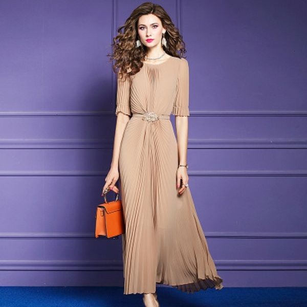 casual dresses women chiffon fashion o-neck party plus size ladies elegant summer over knee pleated retro long dress zlz3, Black;gray
casual dresses women chiffon fashion o-neck party plus size ladies elegant summer over knee pleated retro long dress zlz3, Black;gray