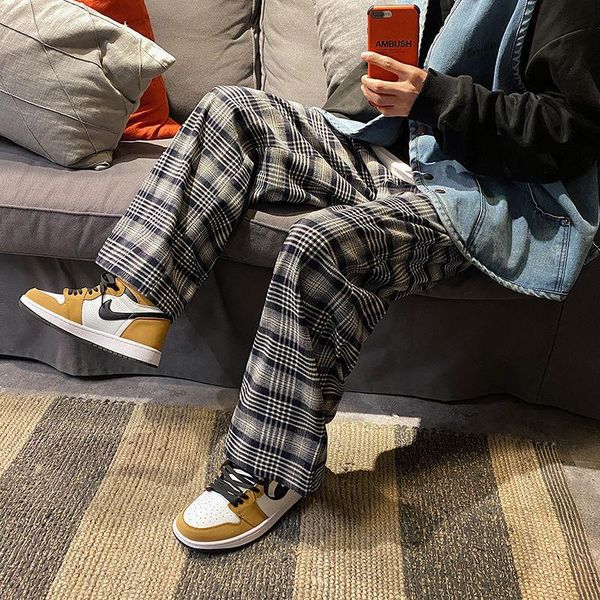 men's pants summer plaid casual korean fashion loose stitching straight-leg harajuku streetwear retro wide-leg, Black
men's pants summer plaid casual korean fashion loose stitching straight-leg harajuku streetwear retro wide-leg, Black