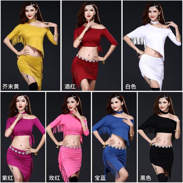 stage wear women' belly dance suit fringed costumes (skirt +neck chain)3pcs/suit modal practice clothes set, Black;red
stage wear women' belly dance suit fringed costumes (skirt +neck chain)3pcs/suit modal practice clothes set, Black;red