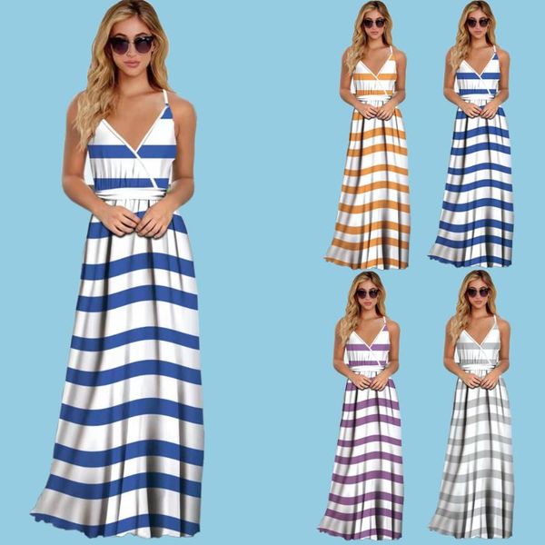 casual dresses women summer halter v-neck stripe printed elastic waist sling long dress 2021 fashion splice loose off shoulder, Black;gray
casual dresses women summer halter v-neck stripe printed elastic waist sling long dress 2021 fashion splice loose off shoulder, Black;gray