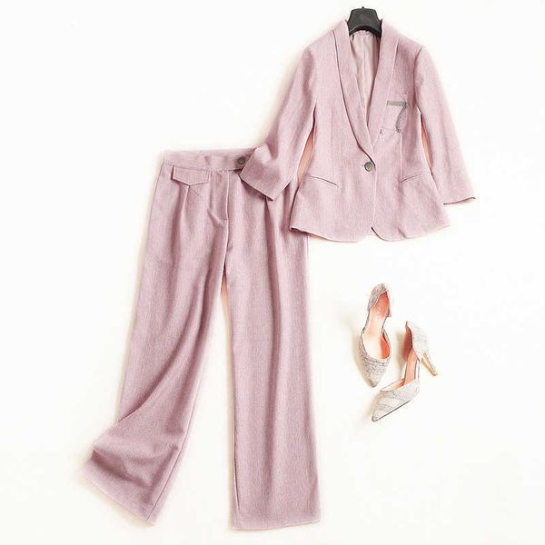 spring elegant temperament solid lapel slim olstyle pink women sets turn down collor blazer + high waist loose pants 210525, White
spring elegant temperament solid lapel slim olstyle pink women sets turn down collor blazer + high waist loose pants 210525, White