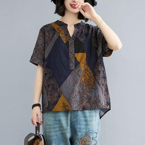 women's t-shirt women cotton linen casual t-shirts 2021 summer indie folk style vintage print loose female short sleeve tees s3577, White
women's t-shirt women cotton linen casual t-shirts 2021 summer indie folk style vintage print loose female short sleeve tees s3577, White