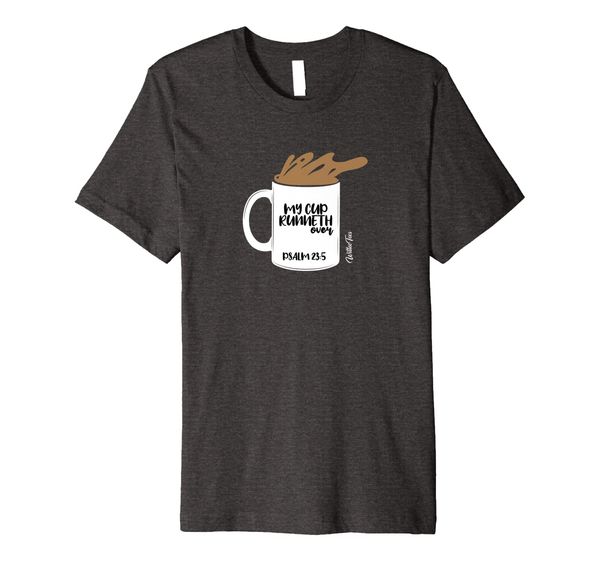 my cup overfloweth psalm 23:5 christian bible jesus tshirt, White;black