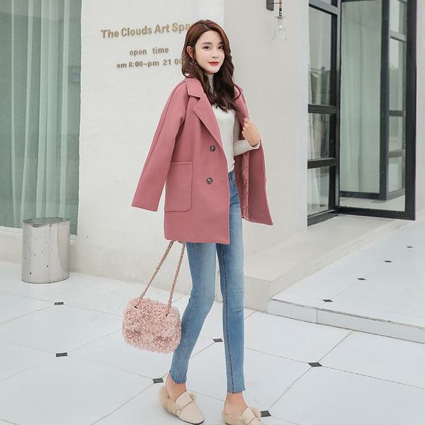 2021 women's solid color middle long winter temperament double-breasted wool coat fashionable loose thick hepburn woollen coat, Black
2021 women's solid color middle long winter temperament double-breasted wool coat fashionable loose thick hepburn woollen coat, Black