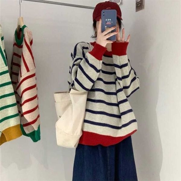 chic sweet girl pullover sweater women skin-friendly soft classic color contrast striped fresh streetwear o-neck female knitwear 211217, White;black
chic sweet girl pullover sweater women skin-friendly soft classic color contrast striped fresh streetwear o-neck female knitwear 211217, White;black
