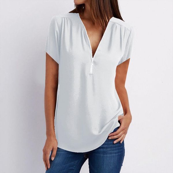 summer white black fashion womens blouses zipper v neck casual solid color female lady tunic dropshipping
summer white black fashion womens blouses zipper v neck casual solid color female lady tunic dropshipping