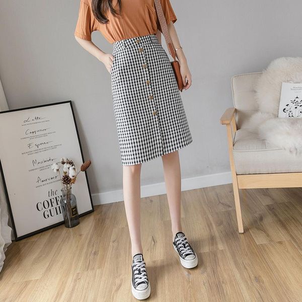 skirts spring high waist chiffon plaid women's midi summer casual black white skirt student single-breasted
skirts spring high waist chiffon plaid women's midi summer casual black white skirt student single-breasted