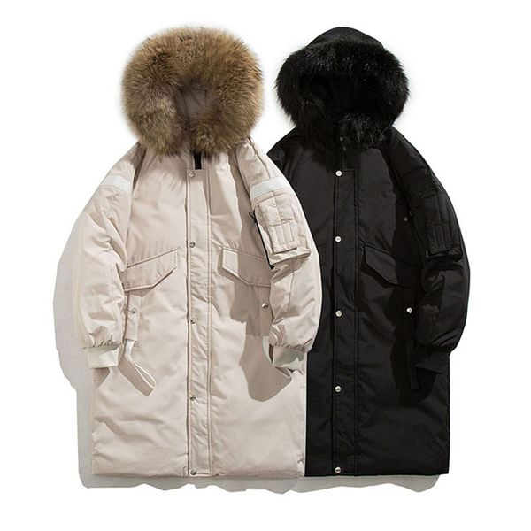 men's fur collar winter white duck long down jacket hooded thicken warm waterproof male soft shell windbreaker outwear coats, Black
men's fur collar winter white duck long down jacket hooded thicken warm waterproof male soft shell windbreaker outwear coats, Black