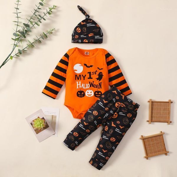 clothing sets 3pcs infant baby boys girls clothes stripe long sleeve romper+halloween cartoon pants+hat outfits set1, White
clothing sets 3pcs infant baby boys girls clothes stripe long sleeve romper+halloween cartoon pants+hat outfits set1, White