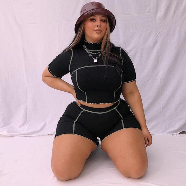 women's tracksuits high-neck short-sleeved shorts suit casual style large size female slim black two-piece 2021 summer, Gray
women's tracksuits high-neck short-sleeved shorts suit casual style large size female slim black two-piece 2021 summer, Gray