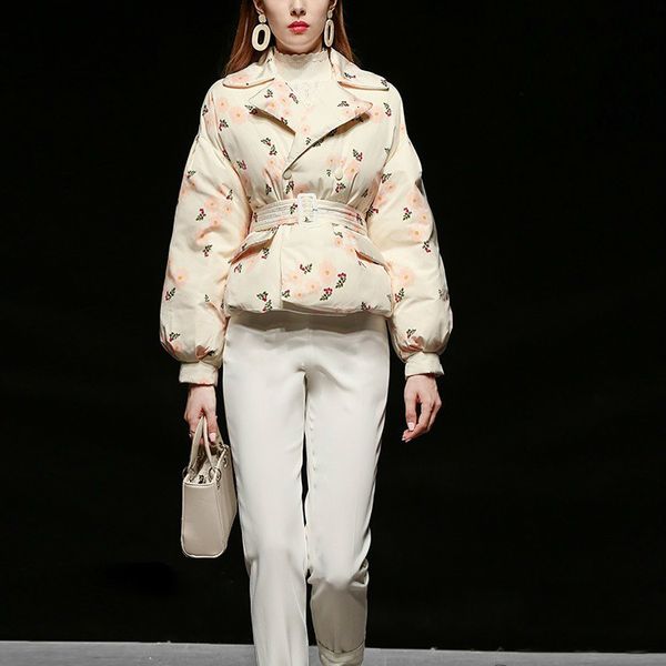 white duck down short jacket for the women autumn winter elegant new floral clothes printed double breasted lantern warm coat kx4f, Black;brown
white duck down short jacket for the women autumn winter elegant new floral clothes printed double breasted lantern warm coat kx4f, Black;brown