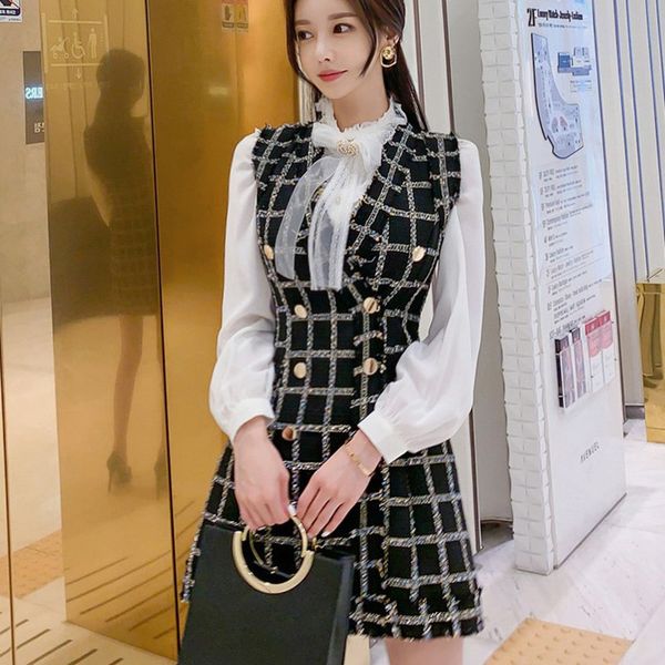 zawfl autumn 2 piece set women lantern sleeve white mesh shirt + spaghetti strap tweed dress two suit 210525
zawfl autumn 2 piece set women lantern sleeve white mesh shirt + spaghetti strap tweed dress two suit 210525
